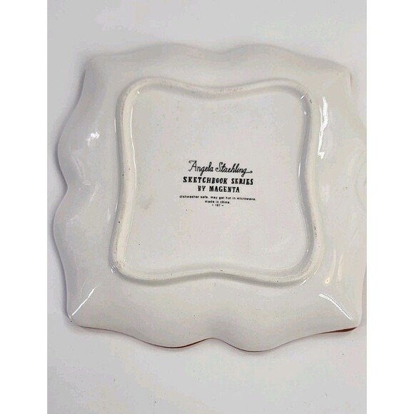 Angela Staehling Sketchbook Series Magenta Hedgehog Trivet Plate Ceramic Decor - Picture 3 of 6